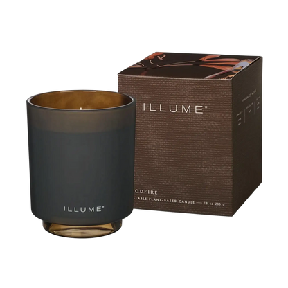Woodfire - bougie d'Illume dans pot en verre givré