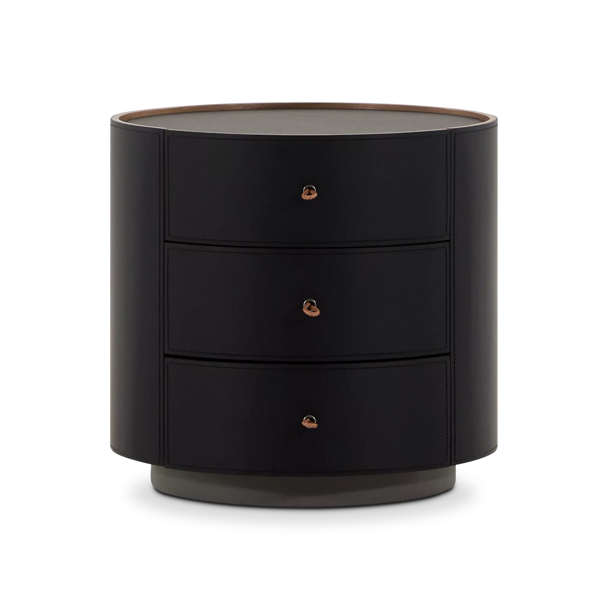 Neri - Table de chevet 3 tiroirs en cuir