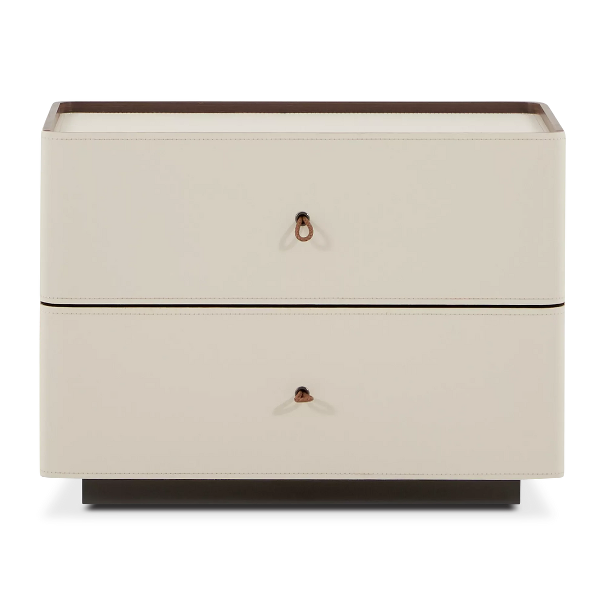 Neri - Table de chevet 2 tiroirs en cuir