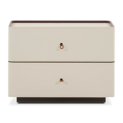 Neri - Table de chevet 2 tiroirs en cuir