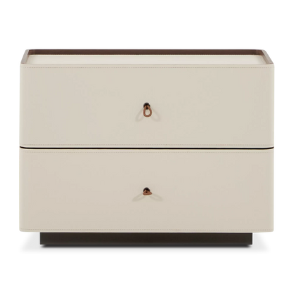 Neri - Table de chevet 2 tiroirs en cuir