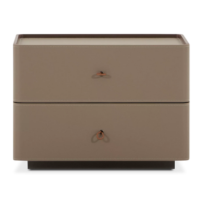 Neri - Table de chevet 2 tiroirs en cuir