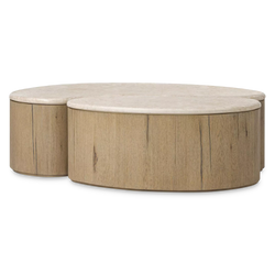 Ingrid - Table basse en bois et marbre par Four Hands