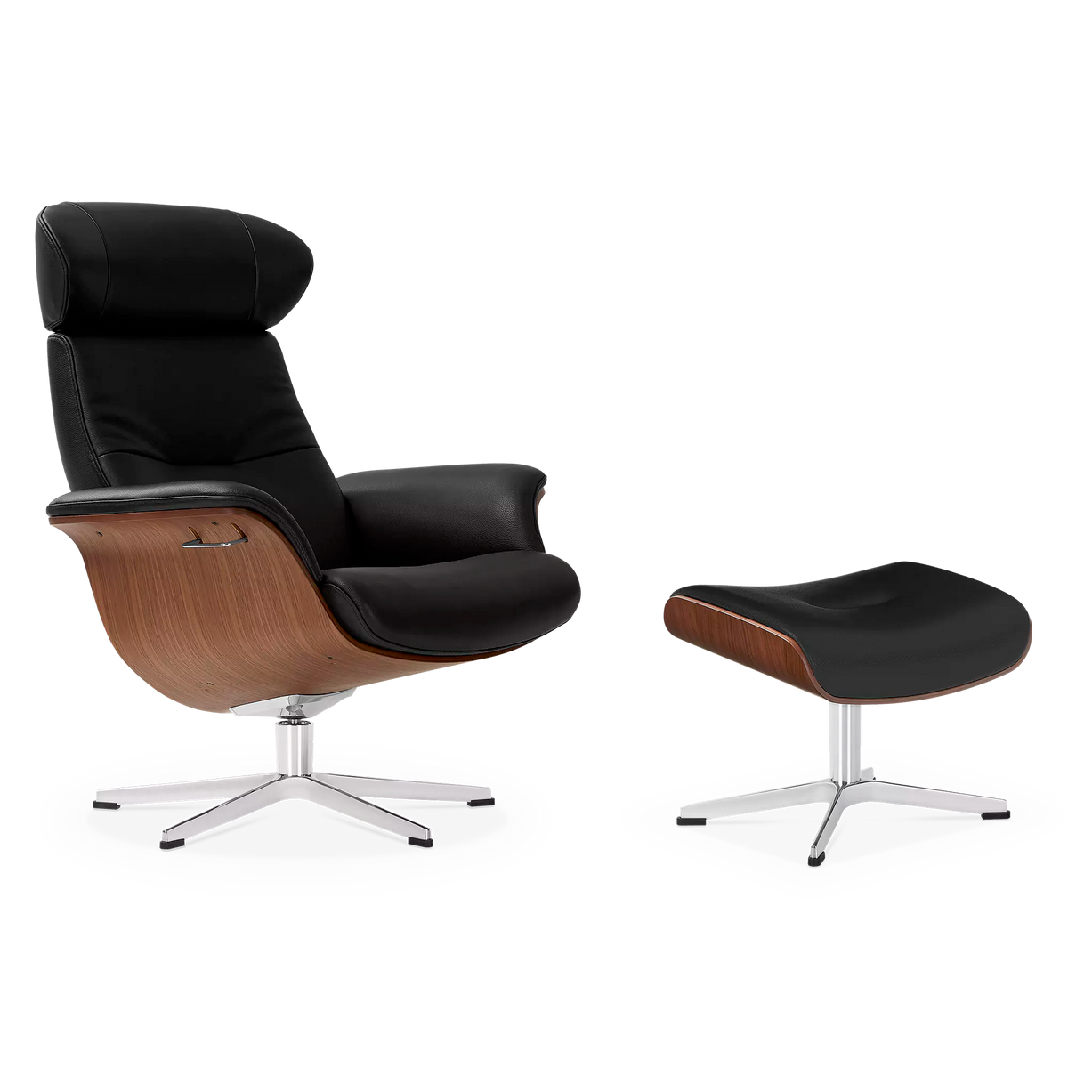 Timeout - Fauteuil inclinable en cuir avec repose-pieds par Conform