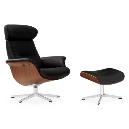 Timeout - Fauteuil inclinable en cuir avec repose-pieds par Conform