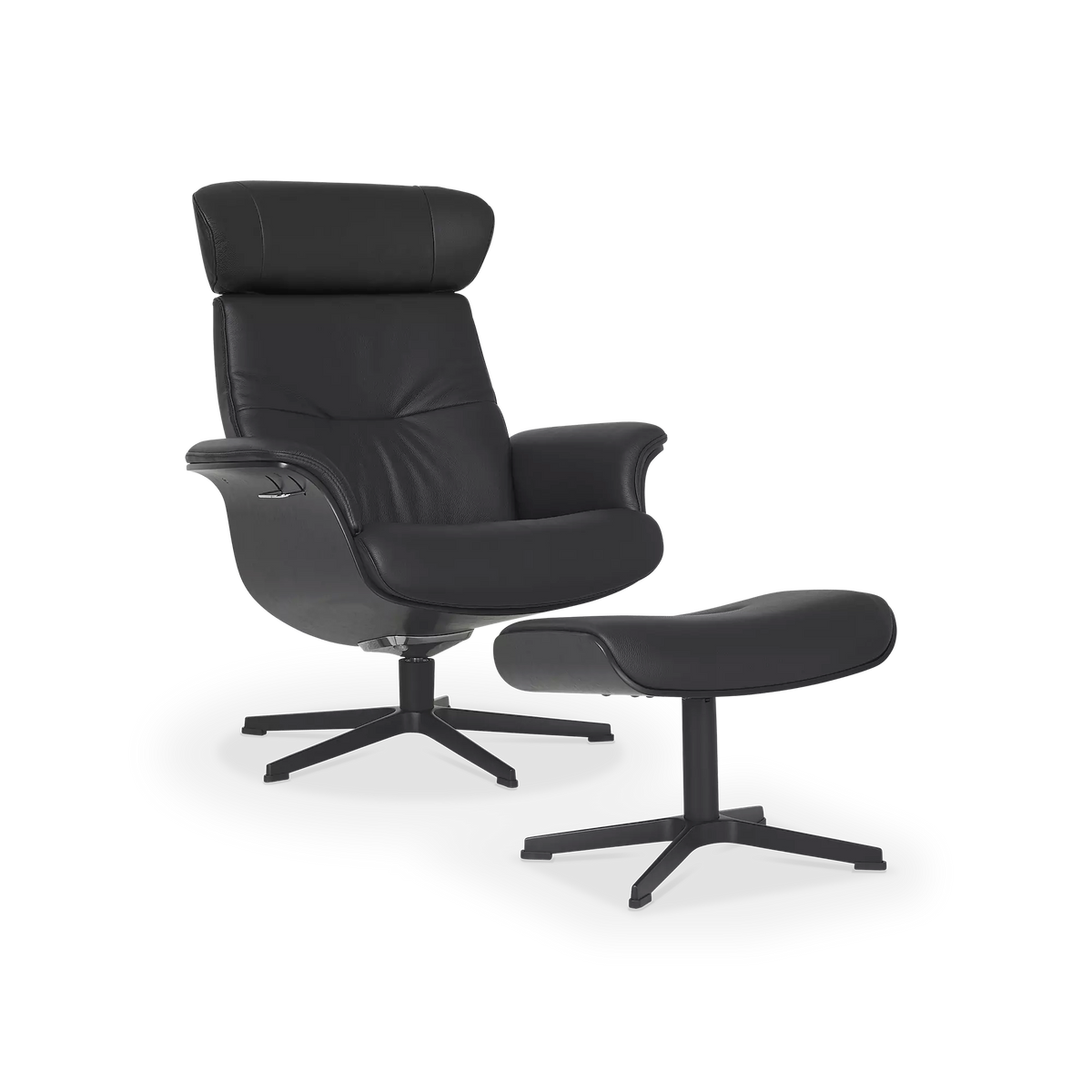 Timeout - Fauteuil inclinable en cuir avec repose-pieds par Conform
