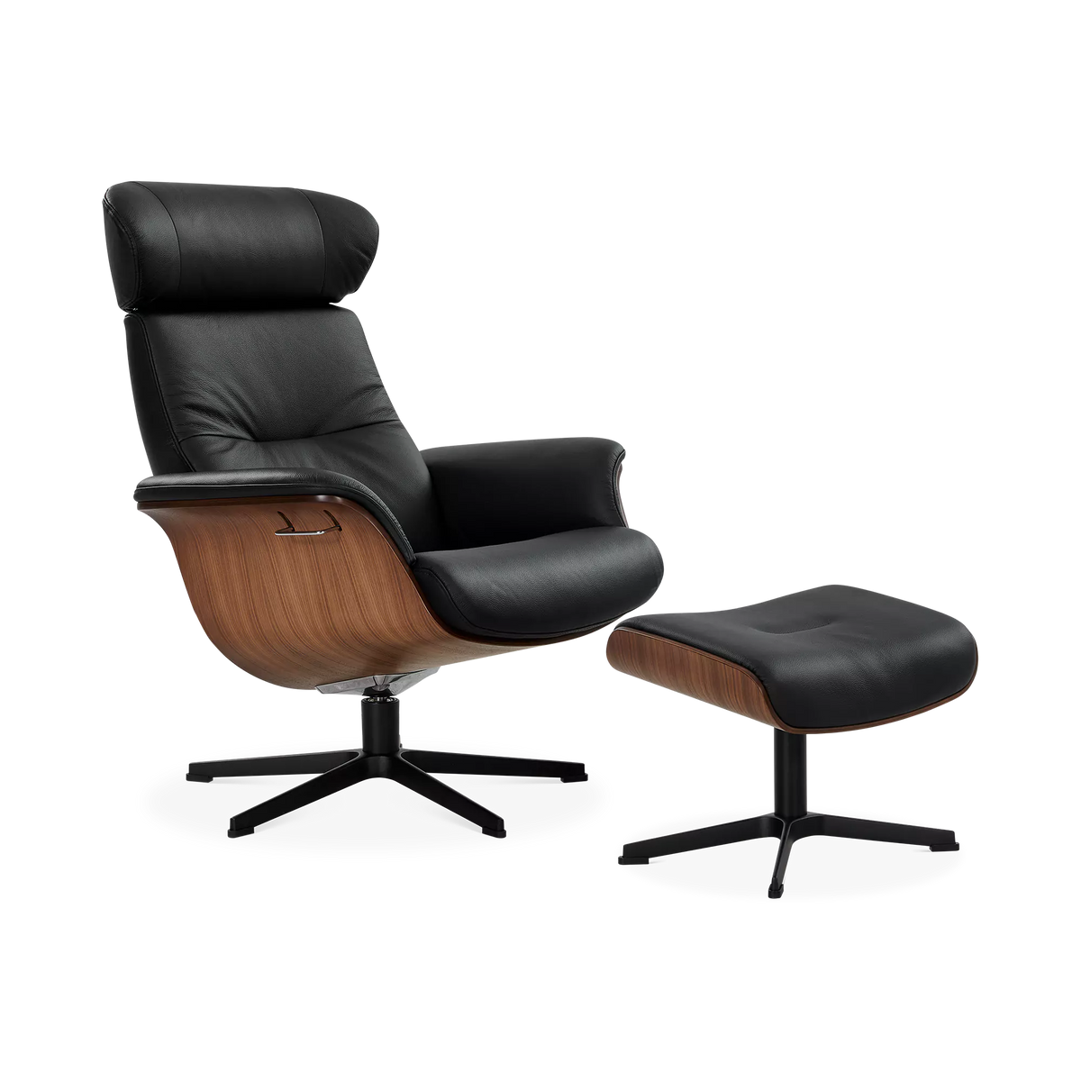 Timeout - Fauteuil inclinable en cuir avec repose-pieds par Conform