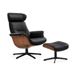 Timeout - Fauteuil inclinable en cuir avec repose-pieds par Conform