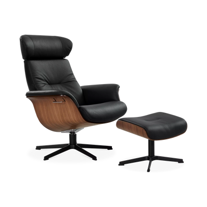 Timeout - Fauteuil inclinable en cuir avec repose-pieds par Conform