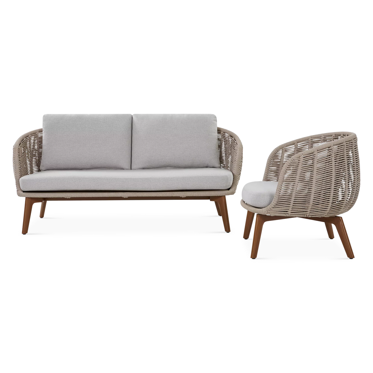 Paris Brest - Ensemble Canapé et fauteuil extérieur en corde