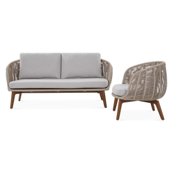 Paris Brest - Ensemble Canapé et fauteuil extérieur en corde