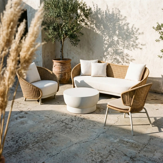 Loop - Ensemble Canapé et fauteuil extérieur en rotin